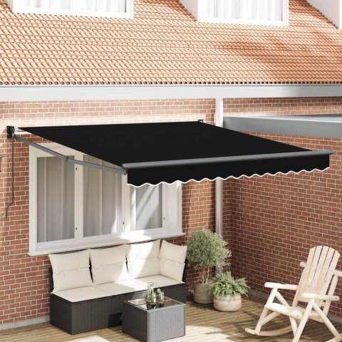 MARKIZA ZWIJANA CZARNA 350X250 CM POLIESTER I ALUMINIUM