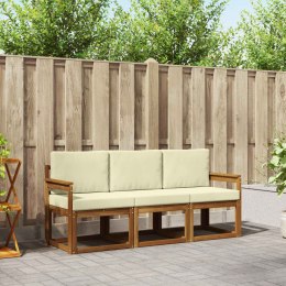 VidaXL Zestaw sof na zewnątrz z poduszką 3 pcs Naturalny i Kremowy