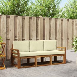 VidaXL Zestaw sof na zewnątrz z poduszką 3 pcs Naturalny i Kremowy