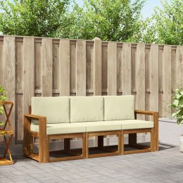 VidaXL Zestaw sof na zewnątrz z poduszką 3 pcs Naturalny i Kremowy