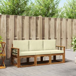 VidaXL Zestaw sof na zewnątrz z poduszką 3 pcs Naturalny i Kremowy