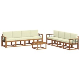 VidaXL Zestaw sof na zewnątrz z poduszką 9 pcs Naturalny i Kremowy