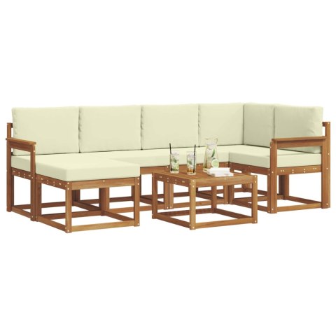 VidaXL Zestaw sof na zewnątrz z poduszką 7 pcs Naturalny i Kremowy