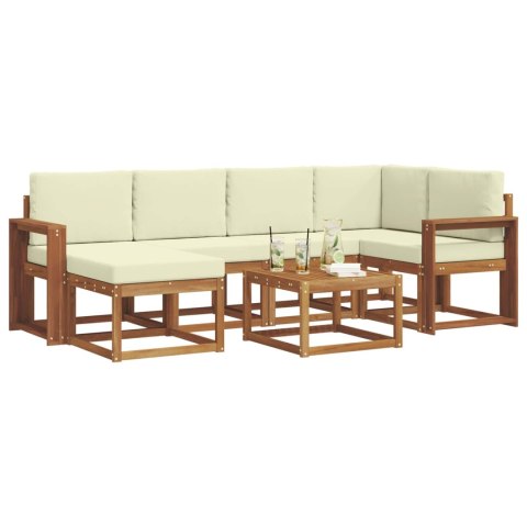 VidaXL Zestaw sof na zewnątrz z poduszką 7 pcs Naturalny i Kremowy