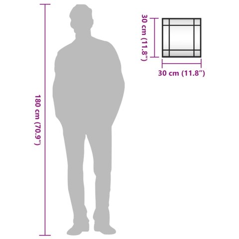 VidaXL Lustro ścienne, czarne, 30x30 cm, kwadratowe, żelazo