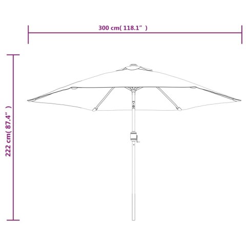 PARASOL OGRODOWY NA METALOWYM SŁUPKU 300CM KOLOR TAUPE