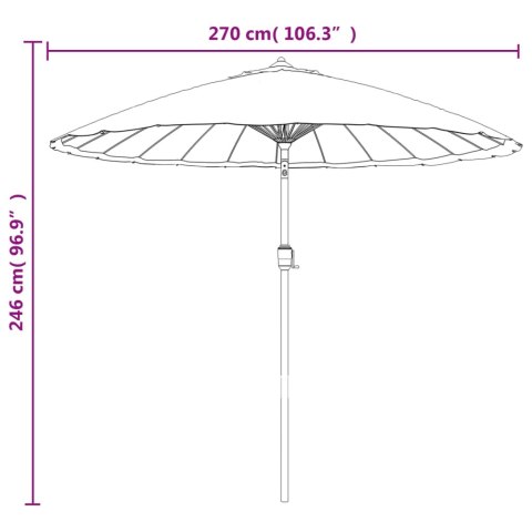 PARASOL OGRODOWY NA SŁUPKU ALUMINIOWYM 270CM TAUPE