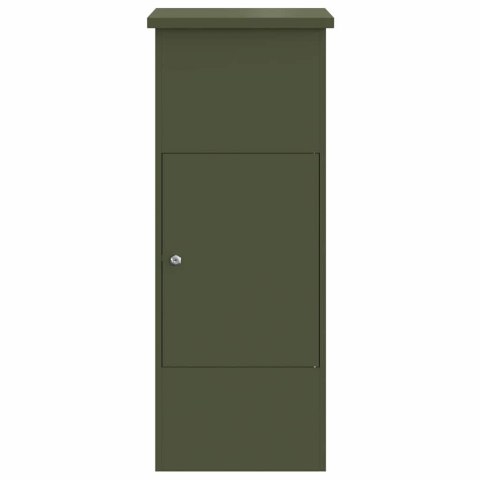 SKRZYNKA NA PACZKI STALOWA WOLNOSTOJĄCA 45X29X111 CM ZAMYKANA OLIWKOWA