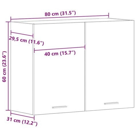 VidaXL Szafka wisząca z półką Lyon Czarny Dąb 80 x 31 x 60 cm