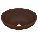 VidaXL Luksusowa, owalna umywalka, ciemnobrązowa matowa, 40x33 cm