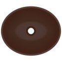 VidaXL Luksusowa, owalna umywalka, ciemnobrązowa matowa, 40x33 cm