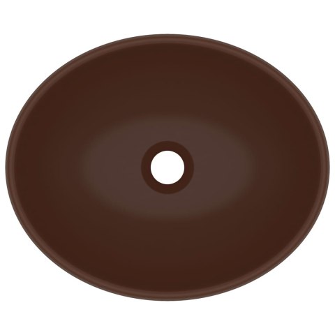 VidaXL Luksusowa, owalna umywalka, ciemnobrązowa matowa, 40x33 cm