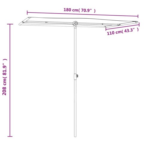 PARASOL OGRODOWY NA ALUMINIOWYM SŁUPKU 180X110CM ZIELONY
