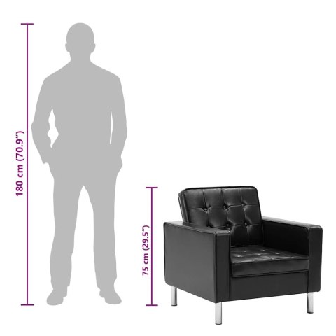 VidaXL Fotel Czarny 75x70x75 cm Skóra ekologiczna