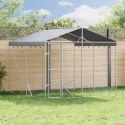 VidaXL Kojec dla psa, z dachem, srebrny, 3x3x2,5 m, stal galwanizowana