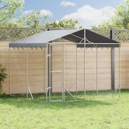 VidaXL Kojec dla psa, z dachem, srebrny, 3x3x2,5 m, stal galwanizowana