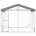 VidaXL Kojec dla psa, z dachem, srebrny, 3x3x2,5 m, stal galwanizowana