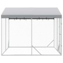 VidaXL Kojec dla psa, z dachem, srebrny, 3x3x2,5 m, stal galwanizowana
