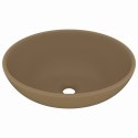 LUKSUSOWA OWALNA UMYWALKA KREMOWA MATOWA 40X33CM CERAMIKA