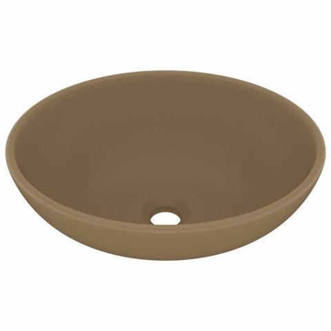 LUKSUSOWA OWALNA UMYWALKA KREMOWA MATOWA 40X33CM CERAMIKA