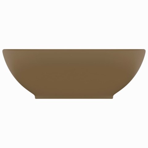 LUKSUSOWA OWALNA UMYWALKA KREMOWA MATOWA 40X33CM CERAMIKA