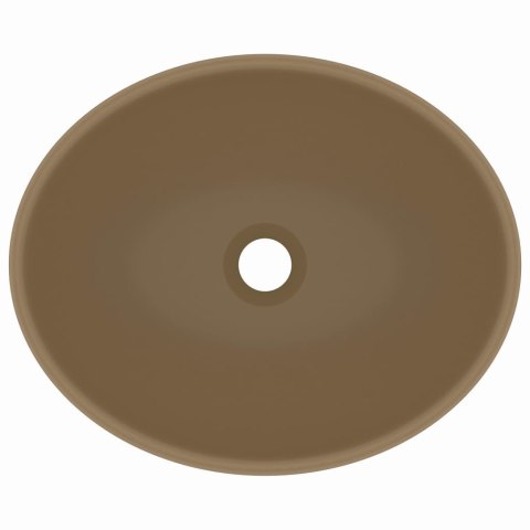 LUKSUSOWA OWALNA UMYWALKA KREMOWA MATOWA 40X33CM CERAMIKA