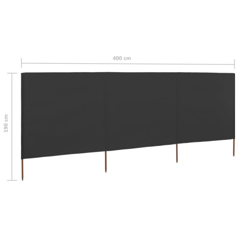 PARAWAN 3-SKRZYDŁOWY Z TKANINY 400X160CM ANTRACYTOWY