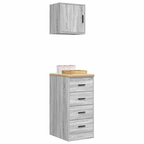 VidaXL Szafki garażowe 2 szt. Beton Szary Drewno klejone