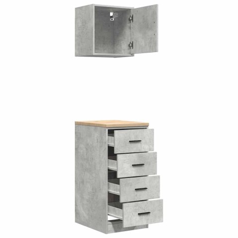 VidaXL Szafki garażowe 2 szt. Beton Szary Drewno klejone