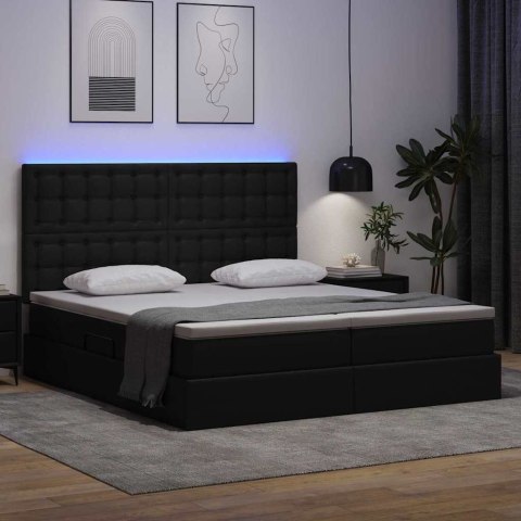 VidaXL Łóżko z miejscem na przechowywanie i LED Czarny 180 x 200 cm
