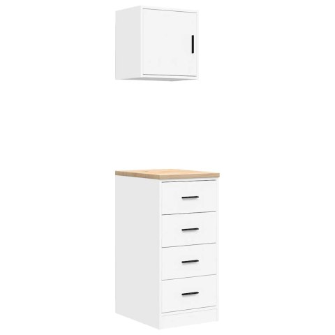 VidaXL Szafki garażowe 2 szt. Białe drewno klejone