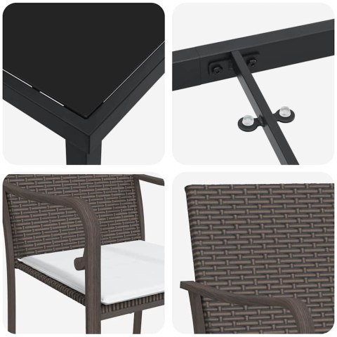 VidaXL Zestaw do jadalni w ogrodzie 3 pcs Brązowy i czarny Rattan PE