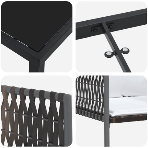 VidaXL Zestaw do jadalni w ogrodzie 3 pcs Brązowy i czarny Rattan PE