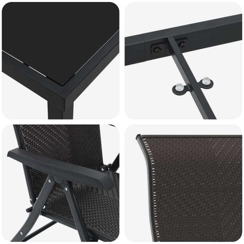 VidaXL Zestaw do jadalni w ogrodzie 3 pcs Czarna kawa