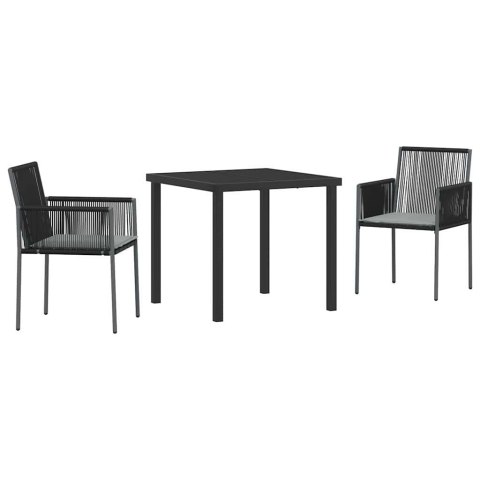 VidaXL Zestaw do jadalni w ogrodzie 3 pcs Czarny Rattan PE