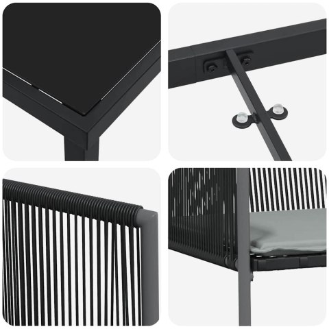 VidaXL Zestaw do jadalni w ogrodzie 3 pcs Czarny Rattan PE