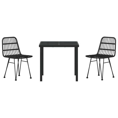 VidaXL Zestaw do jadalni w ogrodzie 3 pcs Czarny