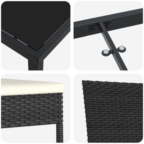 VidaXL Zestaw do jadalni w ogrodzie 3 pcs Czarny