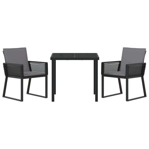 VidaXL Zestaw do jadalni w ogrodzie 3 pcs Czarny