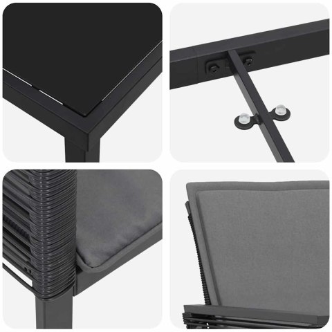 VidaXL Zestaw do jadalni w ogrodzie 3 pcs Czarny