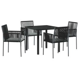 VidaXL Zestaw do jadalni w ogrodzie 5 pcs Czarny Rattan PE