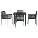 VidaXL Zestaw do jadalni w ogrodzie 5 pcs Czarny Rattan PE