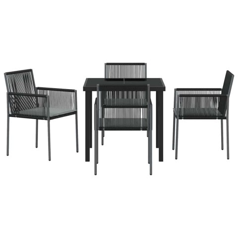 VidaXL Zestaw do jadalni w ogrodzie 5 pcs Czarny Rattan PE