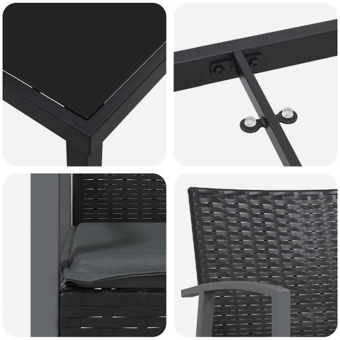 VidaXL Zestaw do jadalni w ogrodzie 5 pcs Czarny i szary Rattan PE
