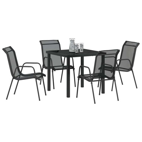 VidaXL Zestaw do jadalni w ogrodzie 5 pcs Czarny