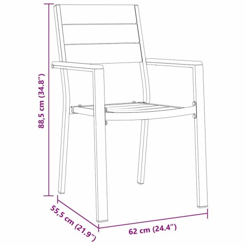 VidaXL Zestaw do jadalni w ogrodzie 5 pcs Czarny