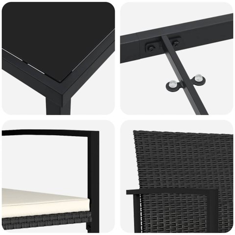 VidaXL Zestaw do jadalni w ogrodzie 5 pcs Czarny