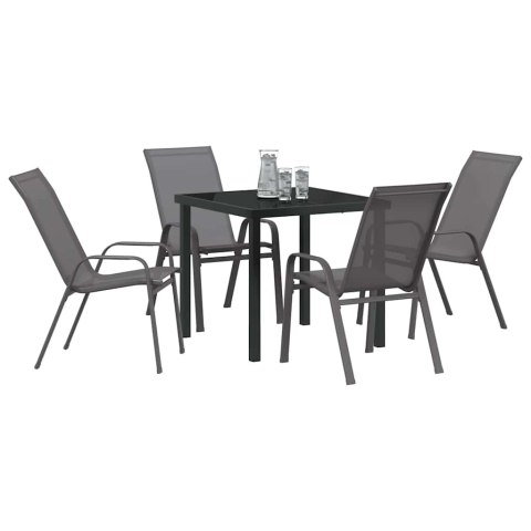 VidaXL Zestaw do jadalni w ogrodzie 5 pcs Szary i czarny