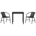 VidaXL Zestaw do jadalni w ogrodzie 3 pcs Czarny