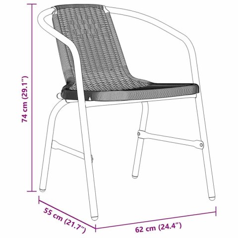 VidaXL Zestaw do jadalni w ogrodzie 3 pcs Czarny